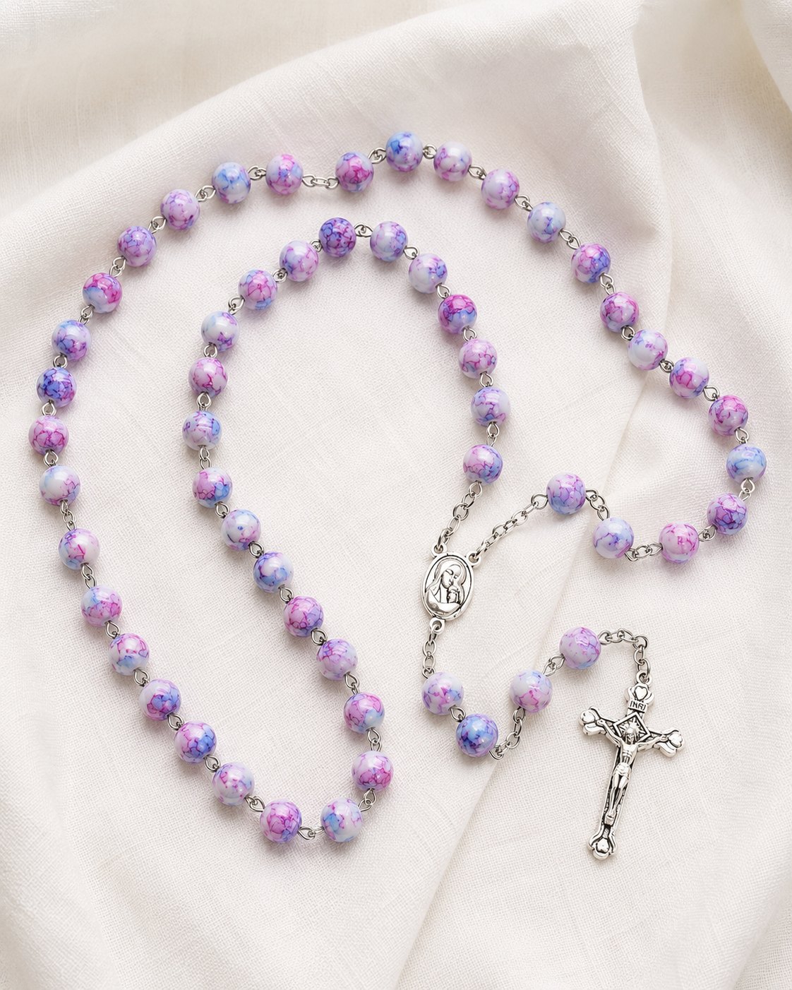 Pastel Marbled Marian Rosary
